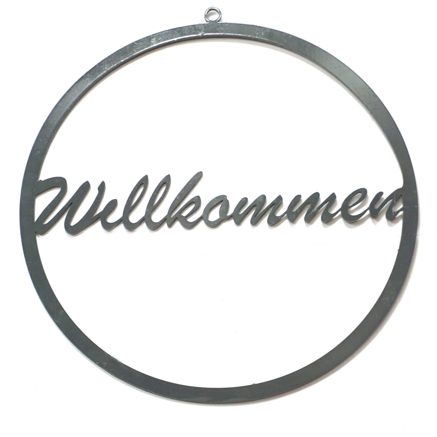 Lagerverkauf: Willkommen Schild Grau Lasercut Haustür Schild