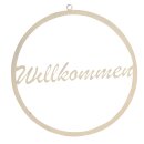 Gartendeko: Schild "Wilkommen", Metall, beige...
