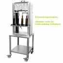 Transportwagen / Arbeitsstation: Tisch aus Edelstahl, Stehtisch Arbeitshöhe 90,5cm, 65x65cm Tisch-Fläche, Gerätewagen mit diversen Bohrungen zum Anschrauben von Pumpen u.ä. (Versand kostenfrei *)
