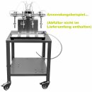 Transportwagen / Arbeitsstation: Tisch aus Edelstahl, Stehtisch Arbeitshöhe 90,5cm, 65x65cm Tisch-Fläche, Gerätewagen mit diversen Bohrungen zum Anschrauben von Pumpen u.ä. (Versand kostenfrei *)