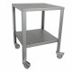 Transportwagen / Arbeitsstation: Tisch aus Edelstahl, Stehtisch Arbeitshöhe 90,5cm, 65x65cm Tisch-Fläche, Gerätewagen mit diversen Bohrungen zum Anschrauben von Pumpen u.ä. (Versand kostenfrei *)