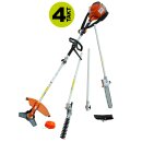 YERD 5-in-1 Multi-Freischneider: 4-Takt Benzin-Motorsense, Heckenschere, Ast-Kettensäge und Freischneider/Rasentrimmer in einem / 1,5 PS / universelle 25,4 mm Aufnahme - STARTER SET 1