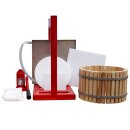 Manuell hydraulische Tisch-Korbpresse, 25 Liter,   Obstpresse mit bis zu10 Tonnen Pressdruck,  60-80 l Stundenleistung, Holz-Presskorb, Edelstahl-Ablaufwanne, sehr stabile Qualität, made in EU (versandkostenfrei)*