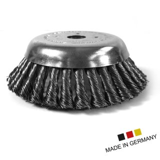 Ratioparts Freischneider-Kegelbürste 155mm, Drahtbürste für 20,0mm,  Wildkrautbürste mit 30 Stahl-Zöpfe / 0,5mm Drähten,  Motorsense-Anschluss, made in Germany