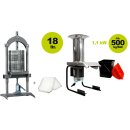 Obstmühle + Obstpresse Set-Angebot - ideal für ca.150-200kg Äpfel: Obstpresse hydraulisch Edelstahl: 18 Liter  Obstpresse / Beerenpresse / Apfelpresse  OPRIH18 incl. Presstuch + elektrische Obstmühle Fruit-Shark (versandkostenfrei)*