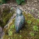 Gartendeko Figur: Bronzefigur Garten,  Eisvogel groß, 13,5 cm, Flügel geschlossen, auf Schiefer-Stein mit eingrabbarem Beton-Standfuß, original Rottenecker Objekt