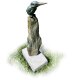 Gartendeko Figur: Bronzefigur Garten,  Eisvogel groß, 13,5 cm, Flügel geschlossen, auf Schiefer-Stein mit eingrabbarem Beton-Standfuß, original Rottenecker Objekt