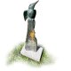 Gartendeko Figur: Bronzefigur Garten,  Eisvogel groß, 15 cm, Flügel offen, auf Schiefer-Stein mit eingrabbarem Beton-Standfuß, original Rottenecker Objekt