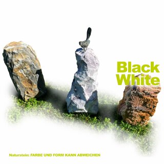Gartendeko: Bronzefigur Vogel 90113 auf Steinsäulen ca. 60 cm hoch, Naturstein Farbe Black / White