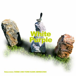 Gartendeko: Bronzefigur Vogel 90113 auf Steinsäulen ca. 60 cm hoch, Naturstein Farbe  weiß / purple