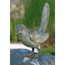 Gartendeko: Bronzefigur Vogel 90113 auf   Steinsäulen ca. 60 cm hoch, Naturstein Farbe yellow