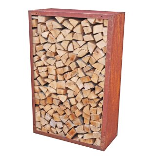 Infinita Kaminholz-Regal Edelrost. Maße 196x118cm Tiefe 35cm, Holzlege aus Normal-Stahl DC01