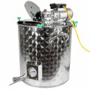 Edelstahl Marmeladentopf mit Rührwerk, Kochtopf 75 Liter, 1" Zoll Boden-Ausguß, mit integriertem Thermometer, ideal für Gasbefeuerung geeignet, made in EU (Versand kostenfrei *)