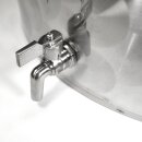 Edelstahl Gärfass für Bier und Most 150 L, offen mit austauschbaren Edelstahldeckel und Silikonring-Dichtung,  inkl. Gärspund und Auslaufhahn, hergestellt in Europa