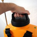 Elektrische 12 Liter Akku Rückenspritze / Unkrautspritze VOLPI VBE Elektron, 3 bar Druck, 12V 6Ah (72 Wh) Akku INKL. Transportwagen