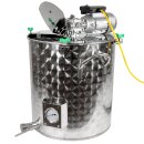 Edelstahl Marmeladentopf mit Rührwerk, Kochtopf 35 Liter, 1" Zoll Boden-Ausguß, mit integriertem Thermometer, ideal für Gasbefeuerung, made in EU (Versand kostenfrei *)