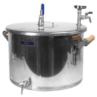 Saft Pasteurisier-Anlage P60 Zottel 60L/h aus Edelstahl, Durchlauferhitzer mit Wasserbad, Gaskocher erforderlich, kleiner und langlebiger Saft-Pasteurisier-Topf , Durchlauferhitzer geeignet für Apfelsaft etc,  made in EU (Versand kostenfrei*)