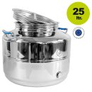 Edelstahlkannen geschweißt:  Fischer Polish-Line Edelstahlkanne in verschiedenen Ausführungen mit Zubehör, von  3L, 10L, 15L, 30L, 50L, 75L bis 100L 25 Liter ohne Hahn