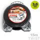Mähfaden  Tecomec 3.0mm x 15m rund gedreht, round twist Spirale, leiser und vibrationsarmer Trimmer-Faden für Motorsense, milde Allround-Schnittkante auch für Wände und Zäune etc, made in EU