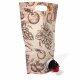 Bag in Box Standbeutel 1,5 Liter für Fruchtsaft,  VITOP Auslauf, natur-braun klassisches Beutelmotiv Design "Happy Juice", matte Oberfläche , dickwandiger Stand-Alone Beutel bzw. Tasche mit Tragegriff,  kann selbstständig vertikal ohne Karton stehen (!)