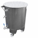 Edelstahl-Immervoll Behälter, 200 Liter  Edelstahl-Lagertank inkl. Schwimmdeckel und Staubdeckel für Wein und Most, mit Boden-Restauslauf, 2 Ausläufe,  original Zottel Fass mit angeschweißten Füßen und Rädern, made in EU  (Versand kostenfrei*)