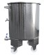 Edelstahl-Immervoll Behälter, 200 Liter  Edelstahl-Lagertank inkl. Schwimmdeckel und Staubdeckel für Wein und Most, mit Boden-Restauslauf, 2 Ausläufe,  original Zottel Fass mit angeschweißten Füßen und Rädern, made in EU  (Versand kostenfrei*)