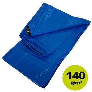 YERD 3er SET - Abdeckplanen mit Ösen, wasserdicht:  Gewebeplanen pool-blau, 140g/m² starkes PE,  mit stabilen 12mm Aluminium-Metallösen, verstärkter Saum und extra verstärkte Eck-Ösen