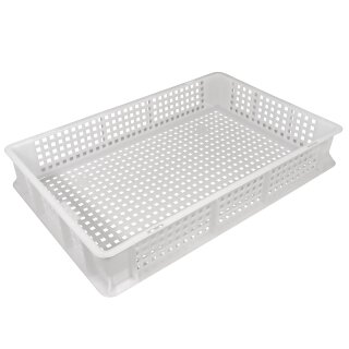 Stapelbarer lebensmittelechter Behälter (mit optionalem Deckel): "Professional Box", Eurobox-Format  600x400mm 10cm hoch, gelocht / belüftet,  lebensmittelecht,  Lebensmittel-Behälter/ Agrar-Kleinkiste / Ernte-Kiste, aus  PE-HD ungefärbt, made in EU
