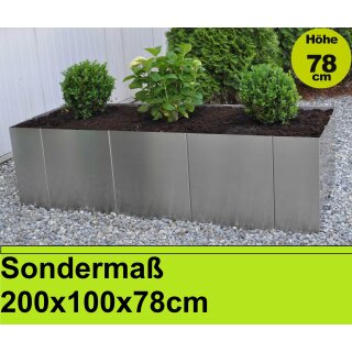 YERD Metall Hochbeet 200x100x80cm - Edelstahl Hochbeet "Square 200"
