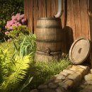 YERD Regenfass Country: Regentonne Wassertank Fass 140 Liter 3/4" Zoll Auslauf mit Messinggewinde, sehr dekorative und realistisches Holzfass-Design, Regenwasser-Speicher aus frostfestem PE-Kunststoff, inkl. Aulaufhahn (Größe "2"), mit Deckel,  made in EU