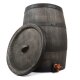 YERD Regenfass Country: Regentonne Wassertank Fass 140 Liter 3/4" Zoll Auslauf mit Messinggewinde, sehr dekorative und realistisches Holzfass-Design, Regenwasser-Speicher aus frostfestem PE-Kunststoff, inkl. Aulaufhahn (Größe "2"), mit Deckel,  made in EU