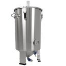FM30 Maische- Fermenter 30 Liter , Edelstahl, konisch mit Boden-Restauslauf, Gärröhrchen, Innen-Thermometer, luftdicht verschließbarer Spanndeckel, Mini-Gärtank ideal zur flüssigen Fermentation bzw. Hefe-Vergärung bei Wein, Bier, Most / Saft-Fermentation