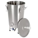 FM30 Maische- Fermenter 30 Liter , Edelstahl, konisch mit Boden-Restauslauf, Gärröhrchen, Innen-Thermometer, luftdicht verschließbarer Spanndeckel, Mini-Gärtank ideal zur flüssigen Fermentation bzw. Hefe-Vergärung bei Wein, Bier, Most / Saft-Fermentation