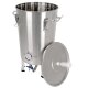FM30 Maische- Fermenter 30 Liter , Edelstahl, konisch mit Boden-Restauslauf, Gärröhrchen, Innen-Thermometer, luftdicht verschließbarer Spanndeckel, Mini-Gärtank ideal zur flüssigen Fermentation bzw. Hefe-Vergärung bei Wein, Bier, Most / Saft-Fermentation
