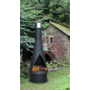 B-Ware Gartenkamin Denver Black, 125cm, aus Normal-Stahl inkl. Grill-Rost  - mit leichten Kratzern - Versandrückläufer