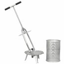 B-Ware Spindelpresse / Obstpresse Fischer V22: manuelle Edelstahl Spindelpresse mit 22 Liter Presskorb, kippbare Spindel, komplett aus Edelstahl - leichte Gebrauchsspuren