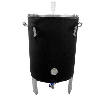 NEU 2027:  Isolier-Mantel passend für FISCHER-LAHR Fermenter 60L (340DMF600), Neopren mit Klettverschluss, Thermo-Hülle passgenau mit Aussparungen zugeschnitten, unten konisch zulaufend  (ohne Behälter)