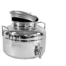 B-Ware Transportkanne POLISHLINE, Edelstahlkanne 5 Liter mit Edelstahl-Hahn, für Lebensmittel, Kanne verschweißt Edelstahlbehälter klein ideal für Branntwein, Öliven-Öl, Balsamico Essig, Federweißer - Deckel schließt nicht komplett