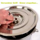 FISCHER-LAHR Edelstahl AISI 304 Honig-Eimer 12 Liter (~16 kg Honig), mit Edelstahl-Deckel, lebensmittelecht, für Honig und Lebensmittel wie Fette, Konditorei-Pasten, kleine Vorteige, Umfüll-Eimer Getränke, Küchen-, Gastro-oder Futter-Eimer