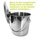 FISCHER-LAHR Edelstahl AISI 304 Honig-Eimer 12 Liter (~16 kg Honig), mit Edelstahl-Deckel, lebensmittelecht, für Honig und Lebensmittel wie Fette, Konditorei-Pasten, kleine Vorteige, Umfüll-Eimer Getränke, Küchen-, Gastro-oder Futter-Eimer