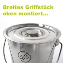 FISCHER-LAHR Edelstahl AISI 304 Honig-Eimer 12 Liter (~16 kg Honig), mit Edelstahl-Deckel, lebensmittelecht, für Honig und Lebensmittel wie Fette, Konditorei-Pasten, kleine Vorteige, Umfüll-Eimer Getränke, Küchen-, Gastro-oder Futter-Eimer