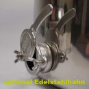 FISCHER-LAHR Honig Edelstahl-Lagerfass / Transport-Behälter / Abfüllkübel 25 Liter (ca. 35 kg Honig),  mit Quetschhahn, Spanndeckel mit Silikondichtung luftdicht verschließbar, V2A Edelstahl AISI 304 hochglanzpoliert