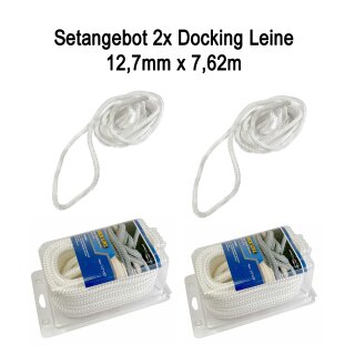 2x Fender & Festmacherleine Nylon Docking-Leine 12,7 mm (1/2″) – 7,62 m weiß – UV-beständig & reißfest