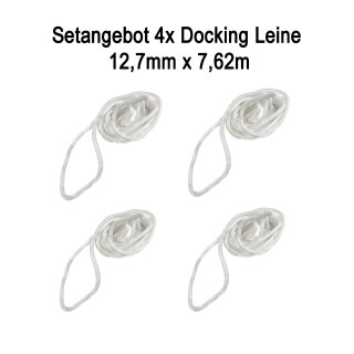 4x Fender & Festmacherleine Nylon Docking-Leine 12,7 mm (1/2″) – 7,62 m weiß – UV-beständig & reißfest