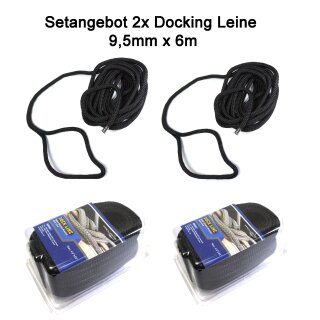 2x Fender & Festmacherleine Nylon Docking-Leine 9,5 mm (3/8") – 6 m schwarz– UV-beständig & reißfest – Ideal für Schlauchboote