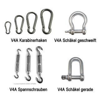 Edelstahl Beschläge – Schäkel, Karabinerhaken & Spannschrauben aus V4A (AISI 316)