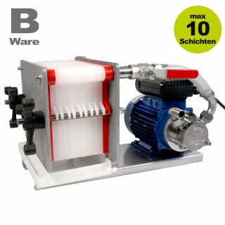 B-Ware Schichtenfilter: Wein-Filter Maschine, Liköre-Filter, 10 Schichten 20x20, 100 l/h, Impellerpumpe, ohne Bypass, mit NBR-Impeller (versandkostenfrei)* - mit Gebrauchsspuren