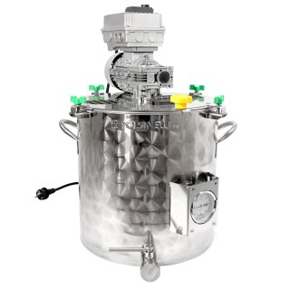 Edelstahl Kochtopf 35 Liter, Marmeladentopf mit Rührwerk und Geschwindigkeitsregler,  Inverter-Motor mit stufenloser Geschwindigkeits-Regelung, mit Thermometer, Kochkessel für Gasbefeuerung,  made in EU (Versand kostenfrei*)
