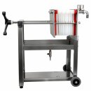 B-Ware Schichtenfilter: Weinfilter-Maschine, 20x20 Weinfilter für max.20 Schichten, inkl. 11 Filterplatten, ohne Pumpe, 400 l/h (je nach Pumpenleistung), Edelstahl-Gehäuse, fahrbar - Rückläufer