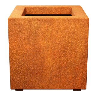 CUBO 2 Corten Metallblumentopf, Design-Objekt aus Corten-Stahl, Materialdicke 2mm, 45x45x45 cm